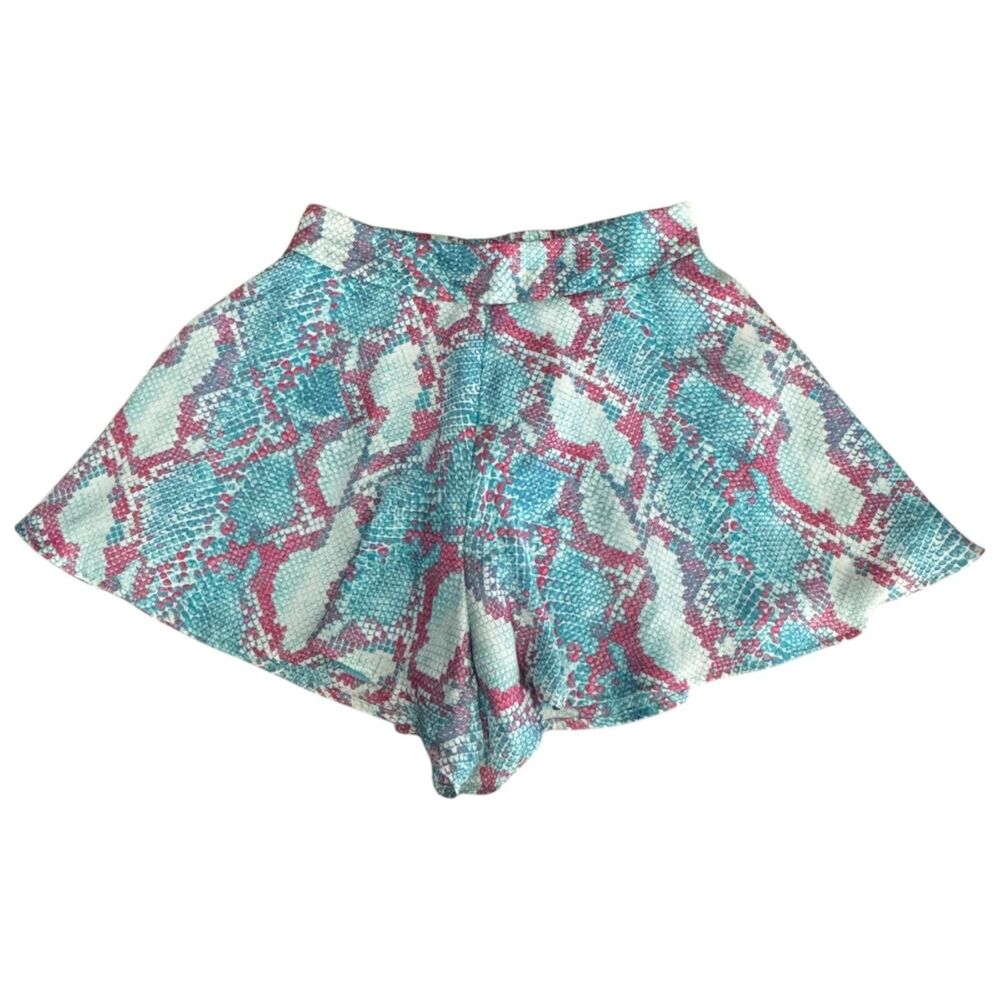 Adrienne Culotte Shorts Womens Small Blue Pink Snake Print Chiffon Summer